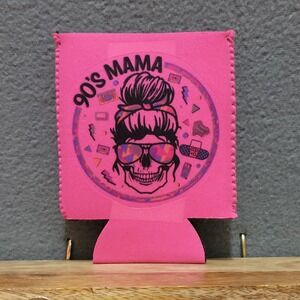 90s Mama Skull Drink Cooler Can Sleeve Pink Retro 90s Nostalgia Vibes